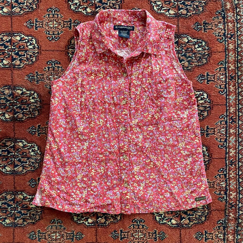 ExOfficio Travel Women’s S Red Floral Sleeveless Blouse